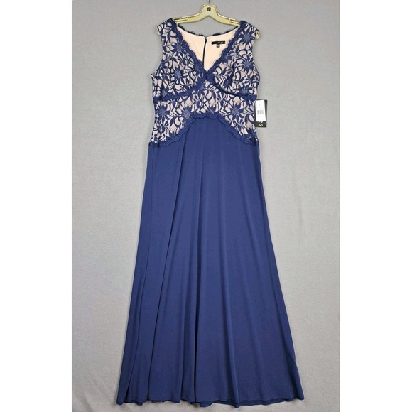 Dresses & Skirts - NWT Sangria Dress Women's 14 Tall Navy Floral Lace Bust Formal Maxi Evening Gown